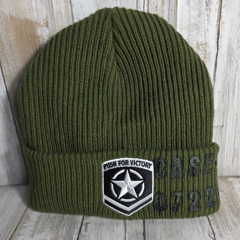 Call of Duty WWII Push of Victory Beanie Olive Green Embroidered Patch & Numbers